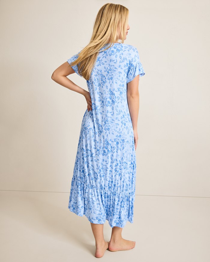 Jersey Short-Sleeve Maxi Sleep Dress