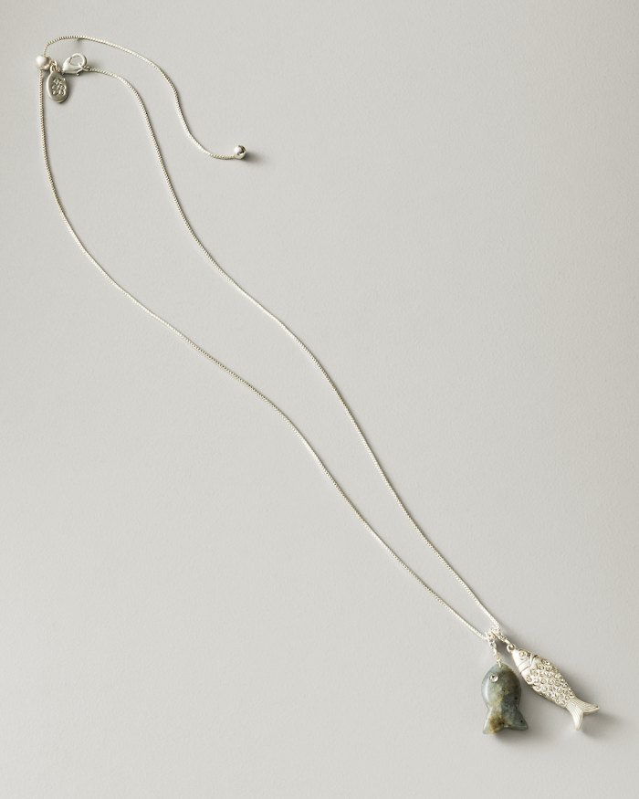 Lagoon Semi-Precious Fish Charm Necklace