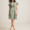 Sophia Bay Breeze Short-Sleeve Faux-Wrap Dress