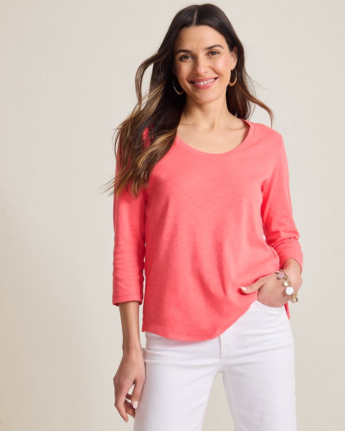 Ashby Isles Scoop-Neck 3/4-Sleeve T-Shirt