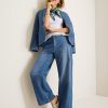 High-Rise Linen-Blend Denim Trousers