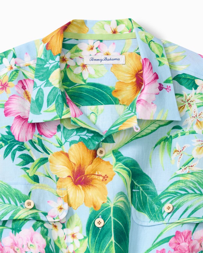Hibiscus Heritage Linen Camp Shirt