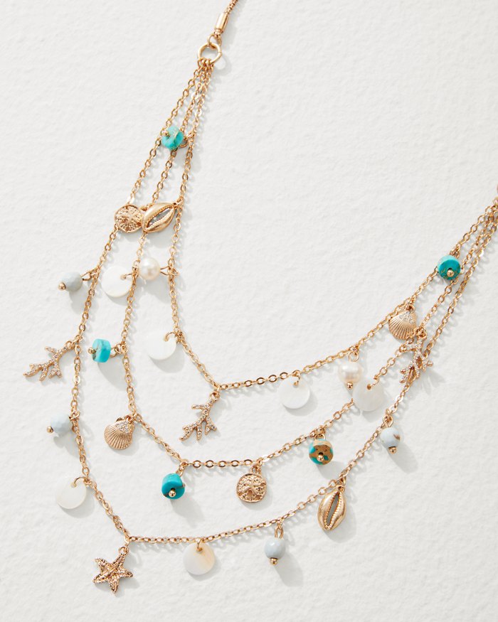 Coral Isles Semi-Precious Stone & Pearl Layered Necklace