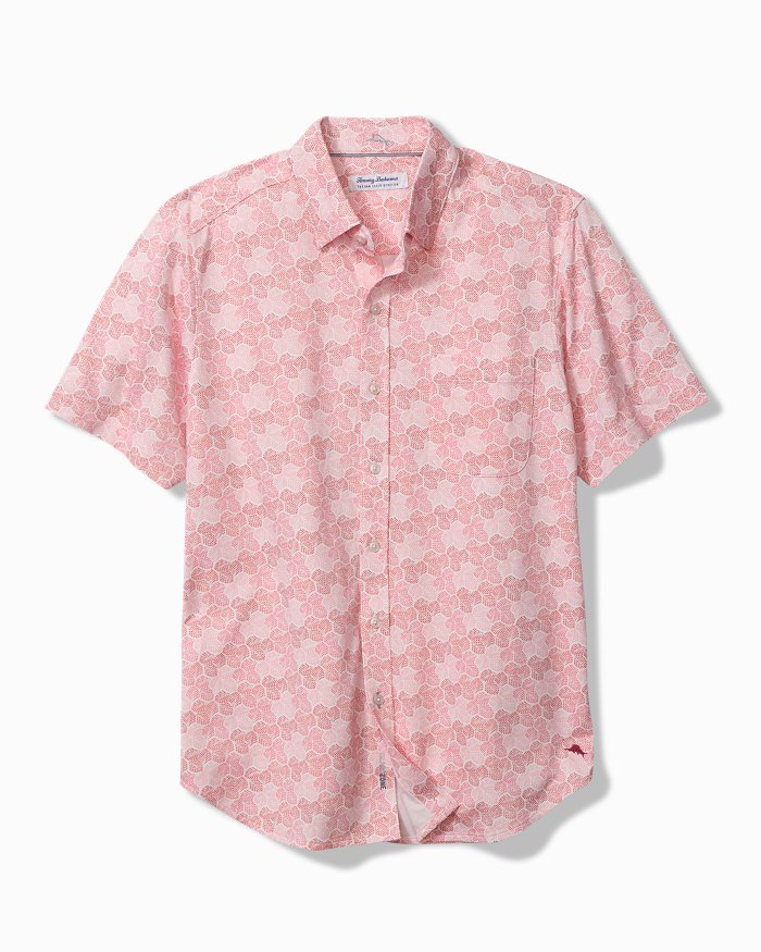 San Lucio Tri Leaf Geo Stretch Knit Shirt