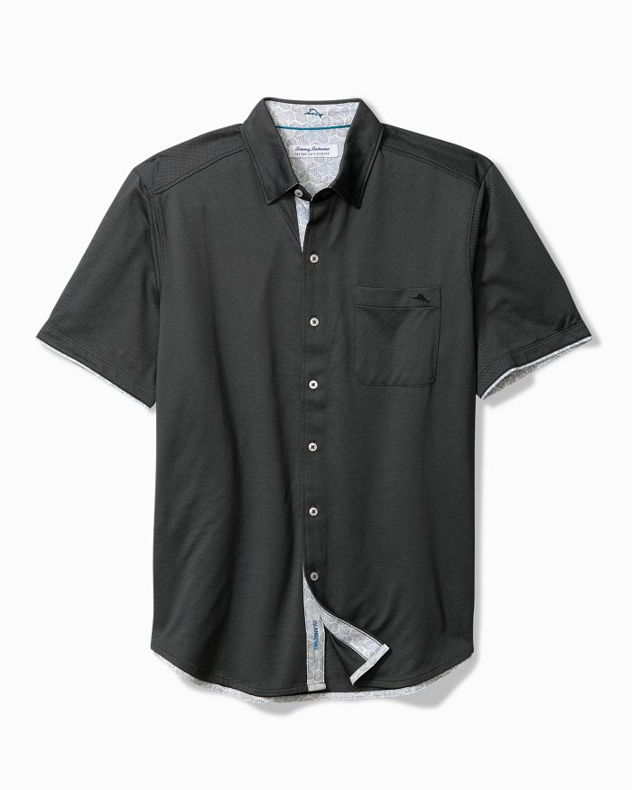 San Lucio Tri Leaf Geo Happy Hour Stretch Knit Shirt