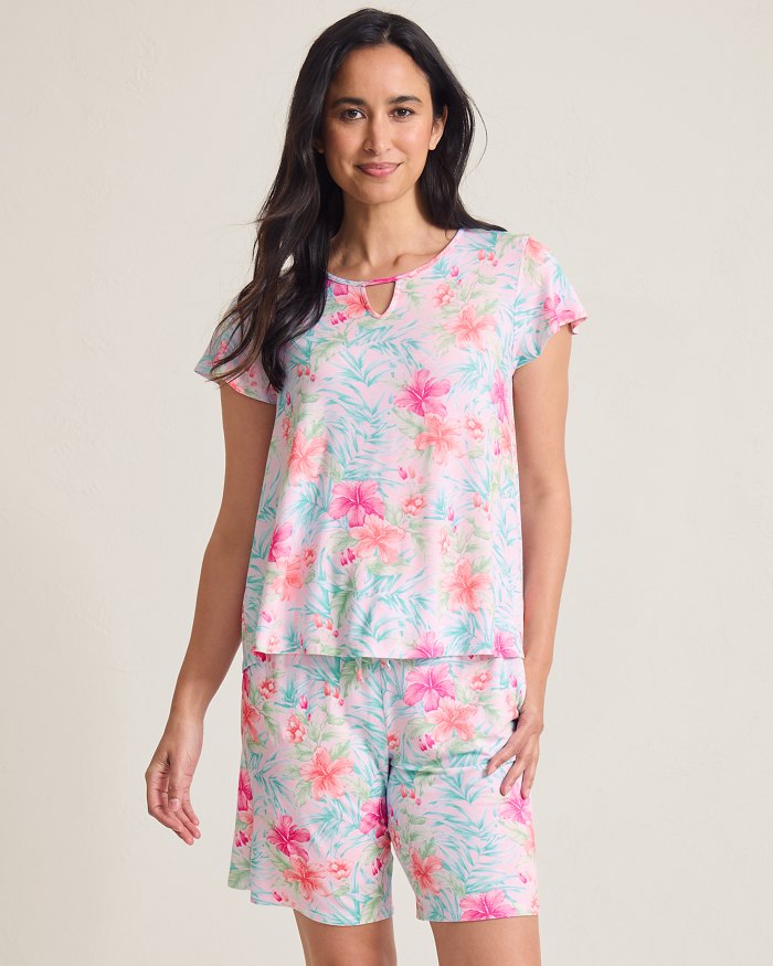 Jersey Short-Sleeve Top & Bermuda Shorts Pajama Set