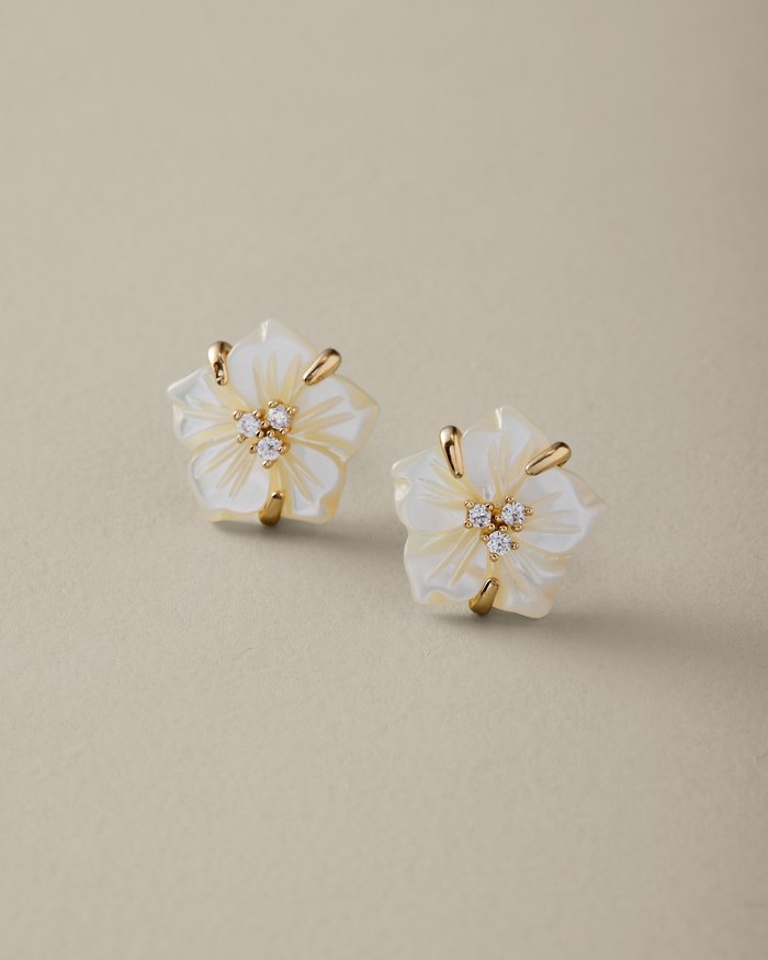Flora Isles Mother of Pearl & Flower Stud Earrings