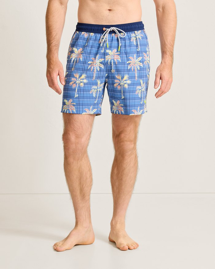 Naples Gingham Palms 6-Inch Swim Trunks
