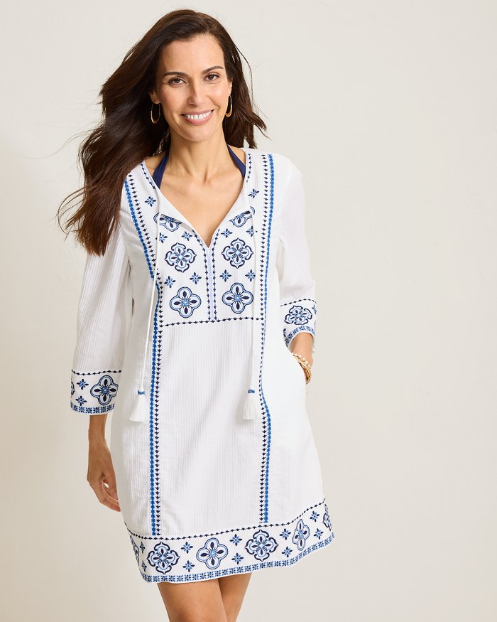 Bali Breeze Embroidered Tunic Coverup Dress