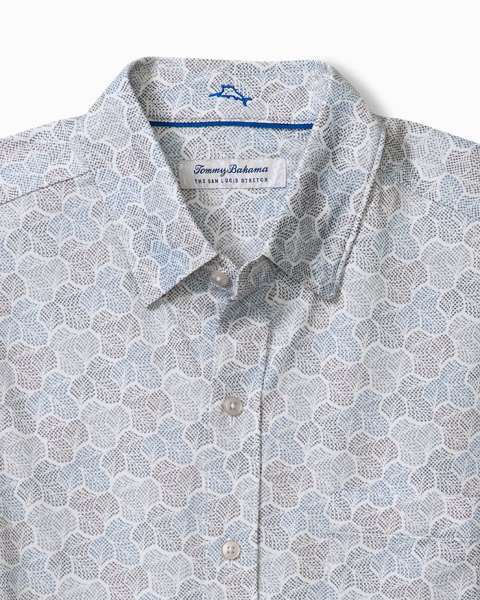 San Lucio Tri Leaf Geo Stretch Knit Shirt