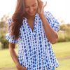 Oceana Isle Crystalline Cove Puff-Sleeve Top