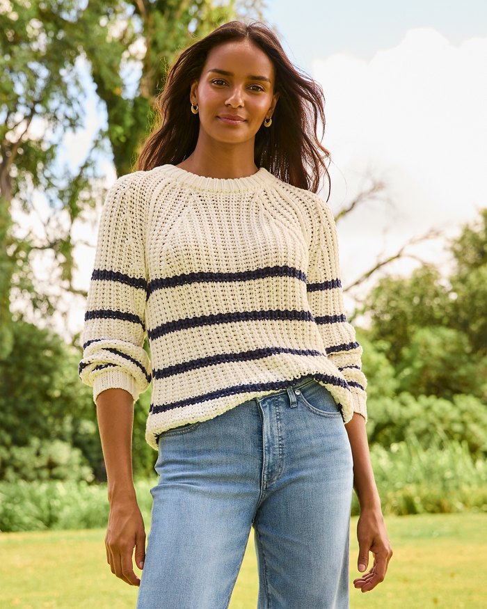 Zoe Stripe Cotton Crew Sweater