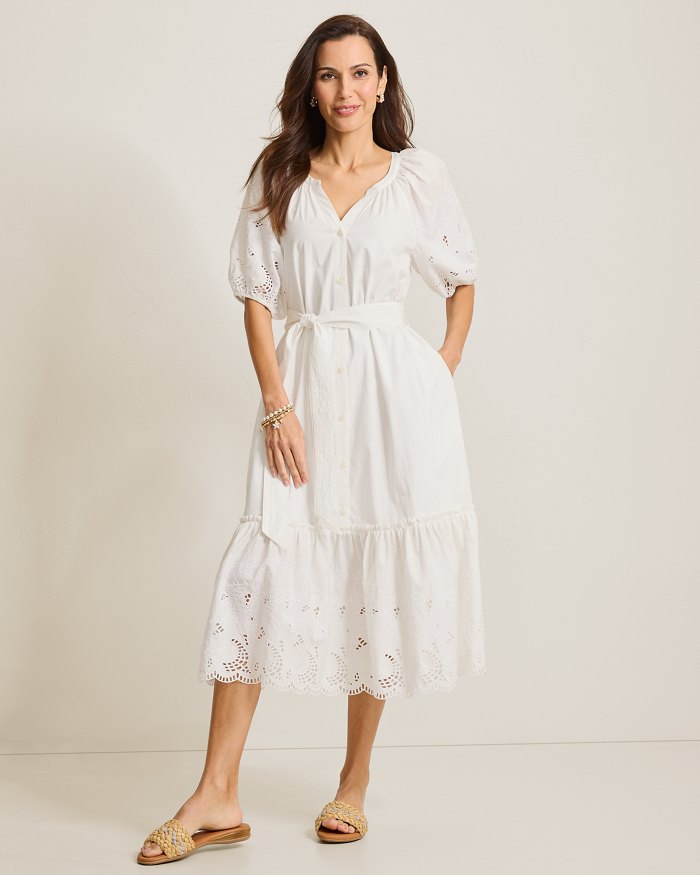 Oceana Isle Flora Fresco Embroidered Shirt Dress