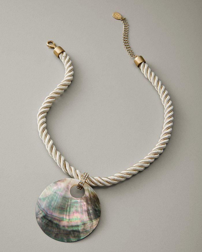 Pearl Island Shell Disk Cord Necklace