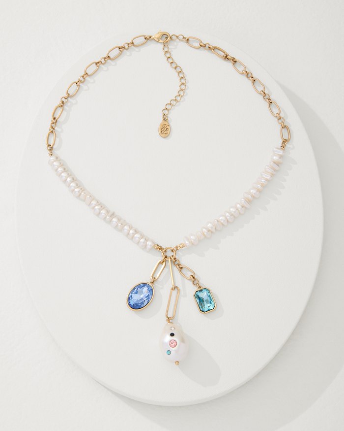 Tidal Treasure Pearl and Stone Charm Necklace