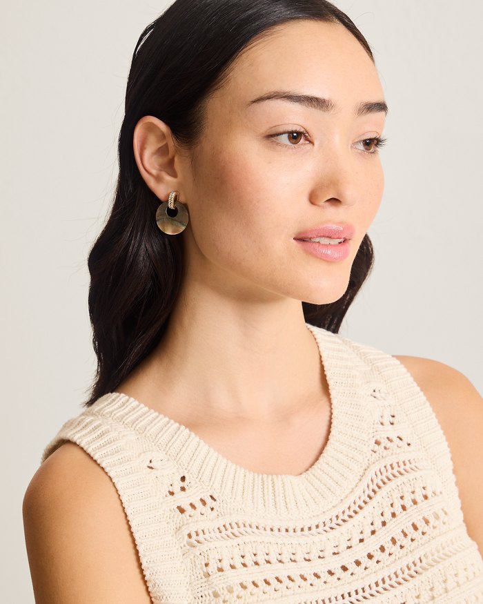 Pearl Island Shell Disk Drop Earrings