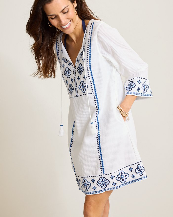 Bali Breeze Embroidered Tunic Coverup Dress