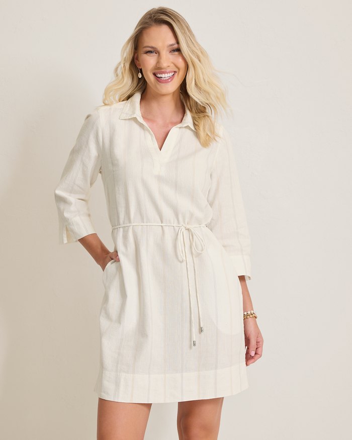 Palm View Linen-Blend Shift Dress