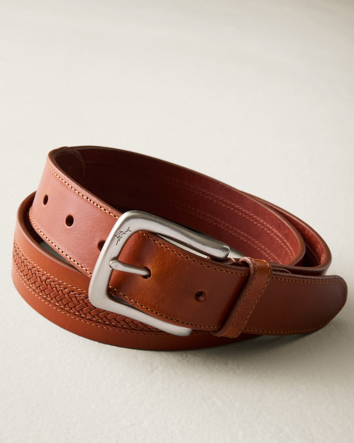 Lace Inlay Leather Belt