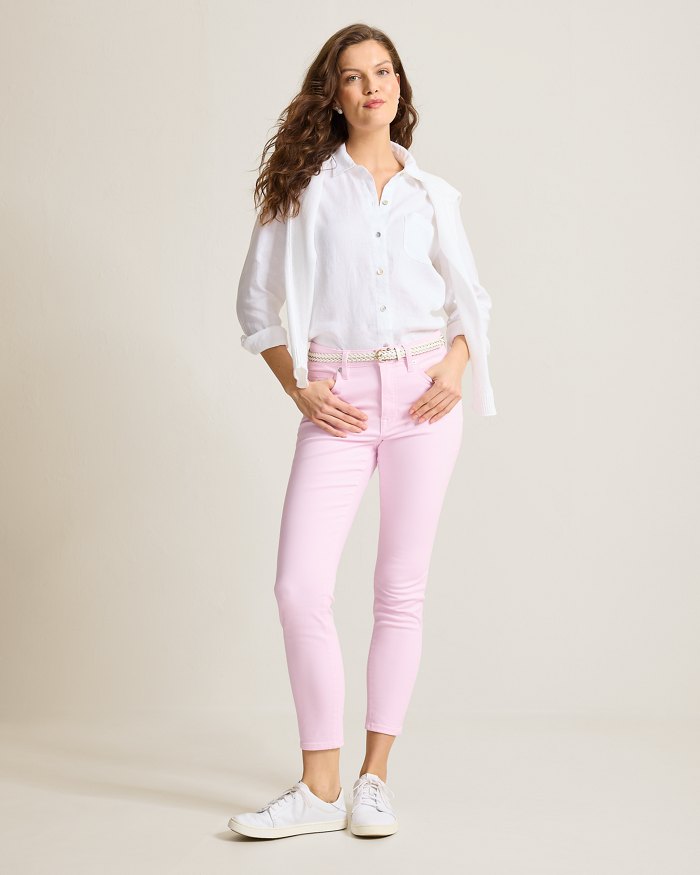 Pink High-Rise Skinny-Ankle Jeans