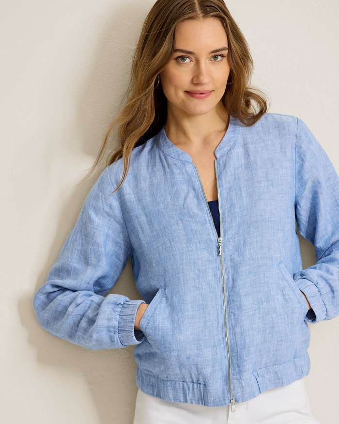 Two Palms Linen Bomber Jacket