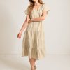 Coastalina Linen Tiered Shirt Dress