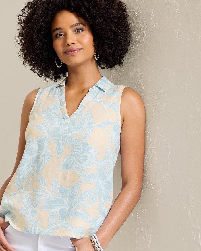 Coastalina Linen Paradiso Petals Popover Top