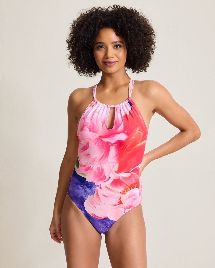 Penney Blooms High-Neck One-Piece Swimsuit