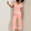Jersey Short-Sleeve Top & Cropped Pants Pajama Set