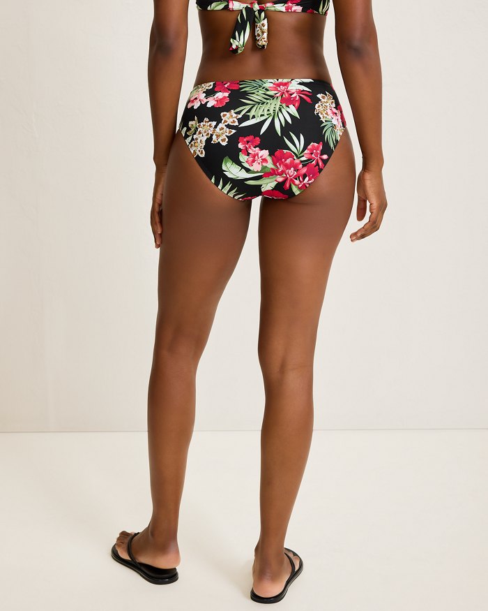 Lily Cat Shirred High-Waist Bikini Bottoms
