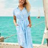 Coastalina Hightide Hibiscus Linen Shirt Dress