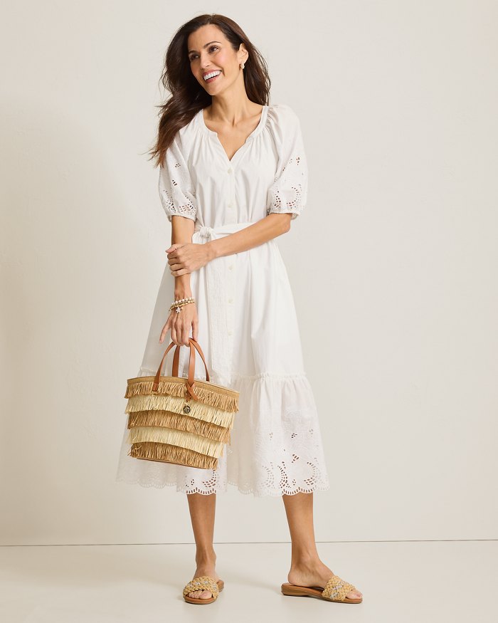 Oceana Isle Flora Fresco Embroidered Shirt Dress