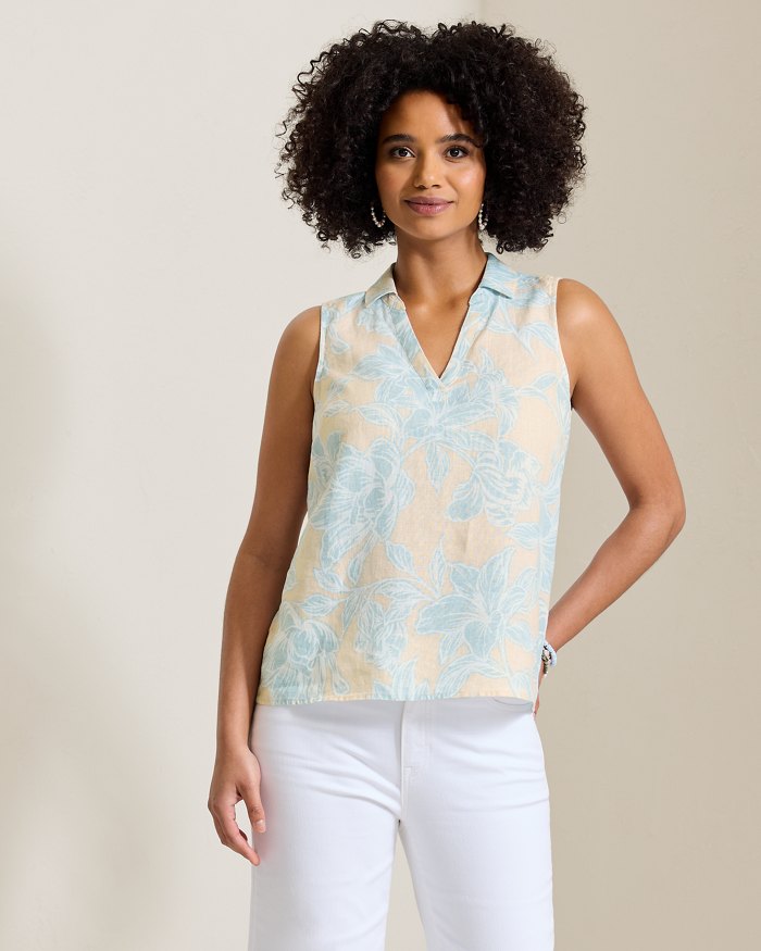 Coastalina Linen Paradiso Petals Popover Top