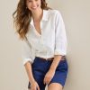 Coastalina Linen Embroidered Relaxed Top