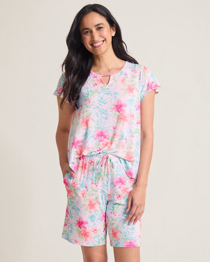 Jersey Short-Sleeve Top & Bermuda Shorts Pajama Set