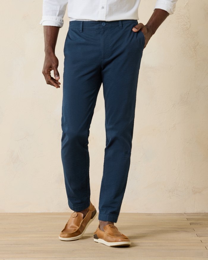 Big & Tall Nova Wave Half E-Waist Stretch-Seersucker Pants
