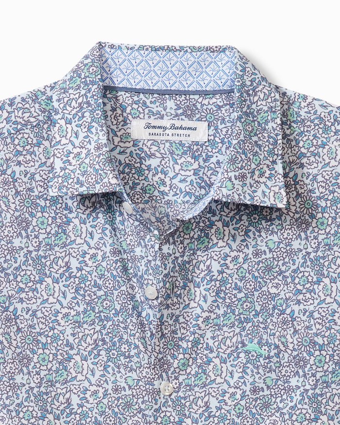 Big & Tall Sarasota Stretch Blue Flora IslandZone® Shirt