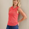 Crochet Edge Sleeveless Linen-Blend Sweater