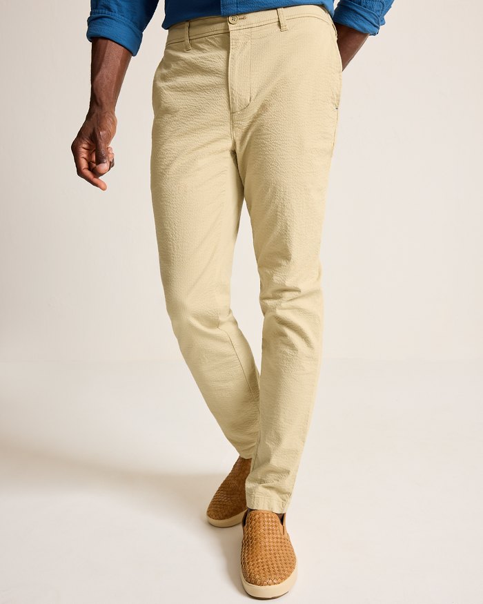 Nova Wave Half E-Waist Stretch-Seersucker Pants