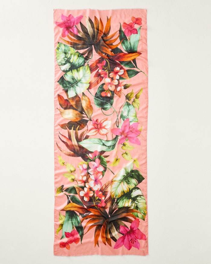 Oasis Palm Linen-Blend Wrap Scarf