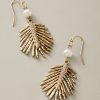 Palm Hibiscus Leaf Drop Earrings