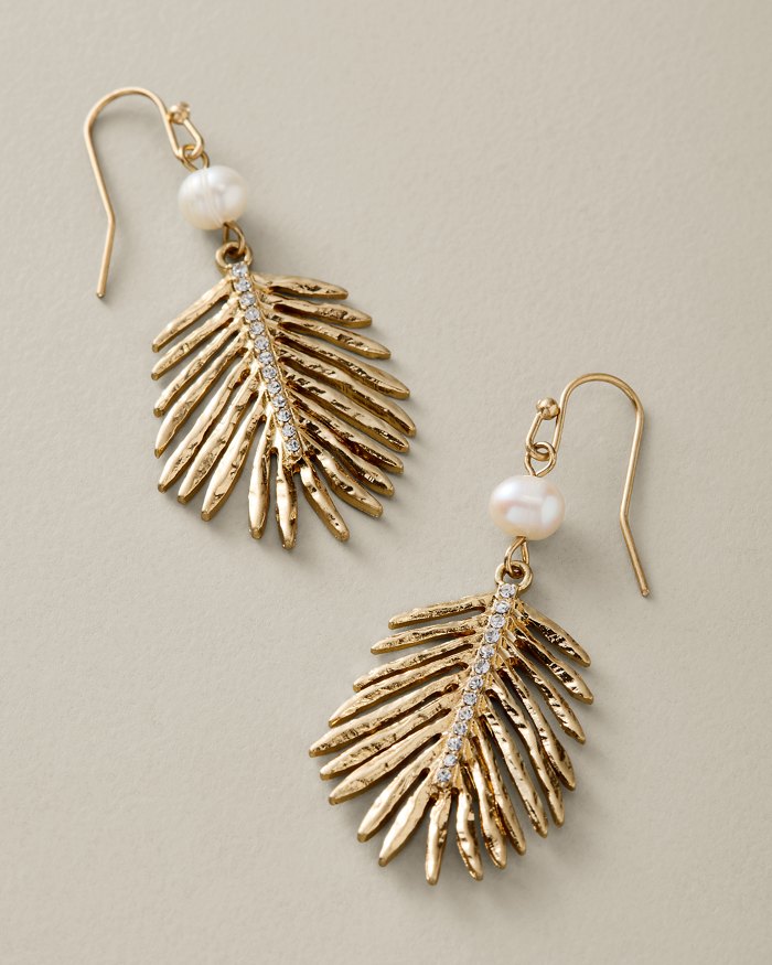 Palm Hibiscus Leaf Drop Earrings