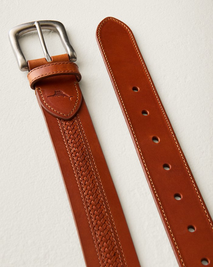 Lace Inlay Leather Belt