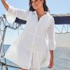 Cotton Clip Jacquard Coverup Shirt Dress