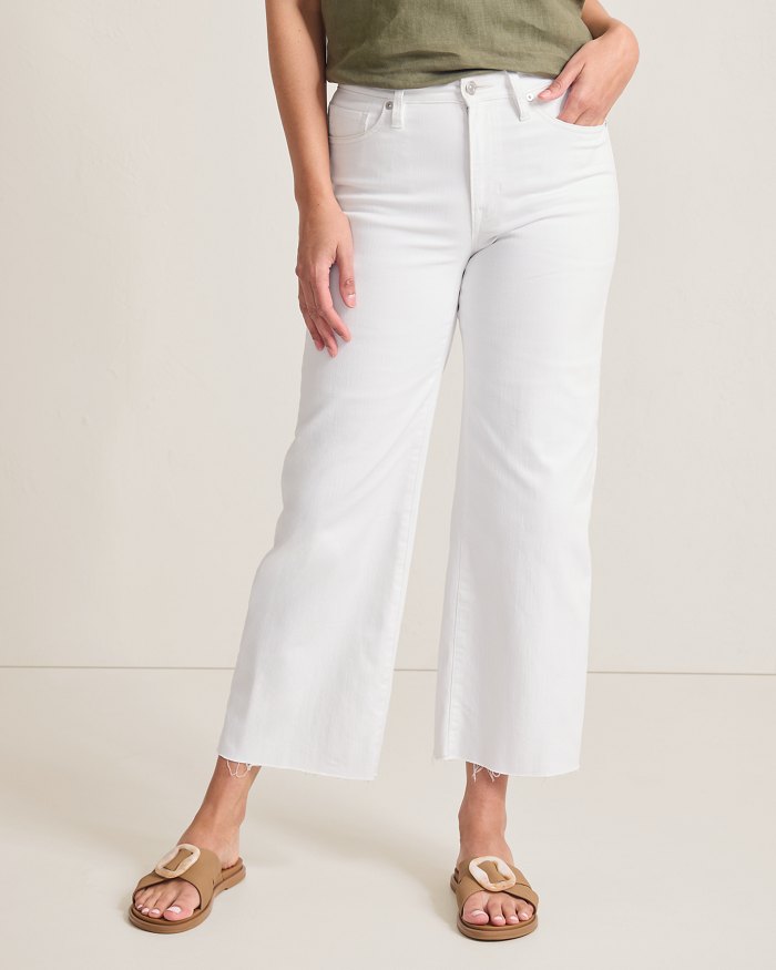 Ella Twill High-Rise Cropped Wide-Leg Jeans