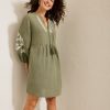 St. Lucia Linen-Blend Floral Embroidered Coverup Dress