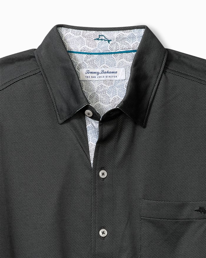 San Lucio Tri Leaf Geo Happy Hour Stretch Knit Shirt