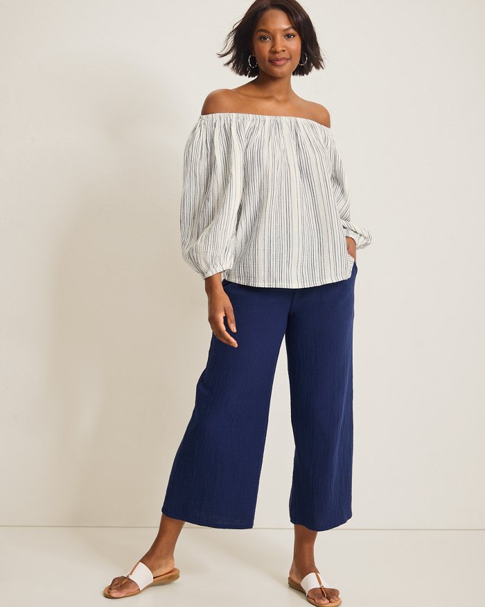Island Gauze Luminous Tide Off-the-Shoulder Top