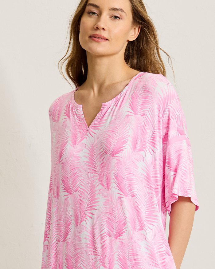 Jersey Short-Sleeve Maxi Sleep Caftan