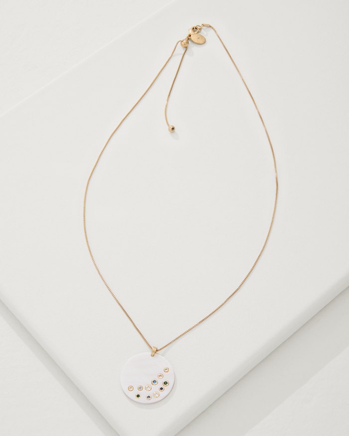 Tidal Treasure Mother of Pearl Disc Pendant Necklace